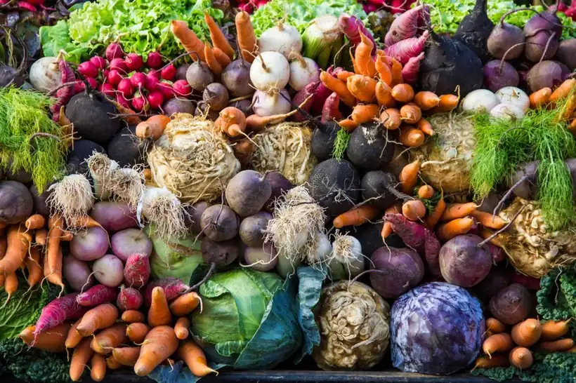 A crate of freshly harvested vegetables from Bethel's community garden.